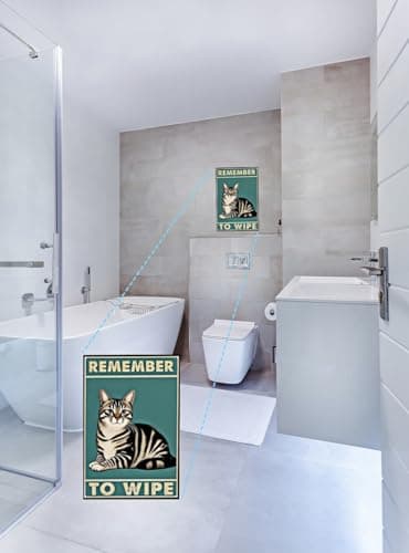 Carastora Funny Bathroom Metal Tin Sign – Vintage "Remember to Wipe" Wall Decor for Restroom, Toilet, or Powder Room – 8x12 Inch Retro Bathroom Humor Sign - Thumbnail 4