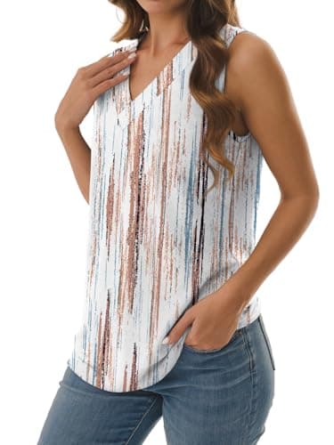 GKBK Womens Tank Top Loose Fit Summer Sleeveless Tops Floral Dressy Casual Blouses V Neck Tshirts Shirts 2026 Fashion Spring Clothes Tie-dye Stripes XXL - Thumbnail 3