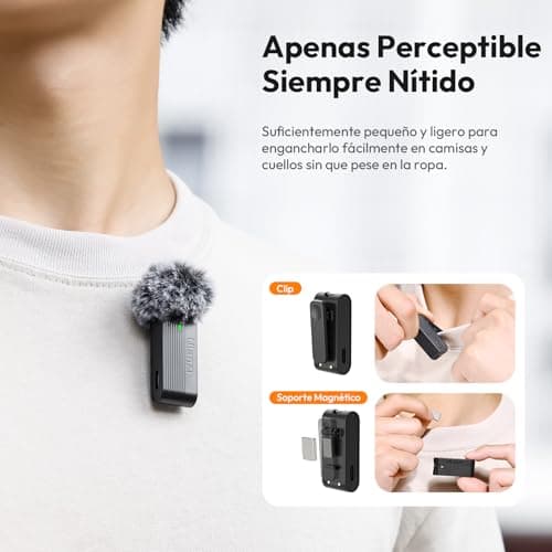 ULANZI A100 Wireless Lavalier Microphone Lapel Mic for Camera and Phone w USB C/3.5mm/Plug, 32KHz 16Bit, Noise Cancellation, 13.5-Hour Battery, Clip on Microphone for Video Podcast Vlog YouTube - Thumbnail 6