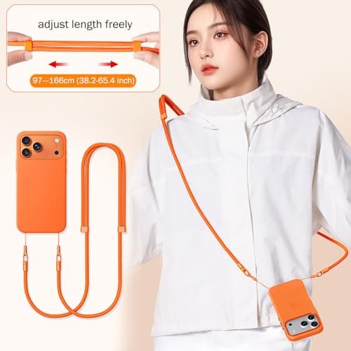 Thickened Crossbody Strap (Without Case) Compatible with Iphone 17/Air/Pro/Max Phone Cases and Other Device with Dual Lanyard Holes, Adjustable Hands-free Shoulder Neck Camera Phone Strap (Dark Red) - Thumbnail 4