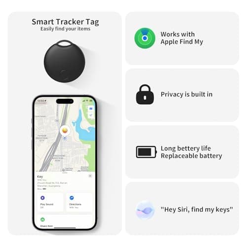 RSH Air Tracker Tag 4 Pack Luggage Tracker Smart Tag Works with Apple Find My, Bluetooth Key Finder Locator for Bags,Wallet Tracker,Item Finder Tag Locate or Tracking for Keys(iOS only) - Thumbnail 4