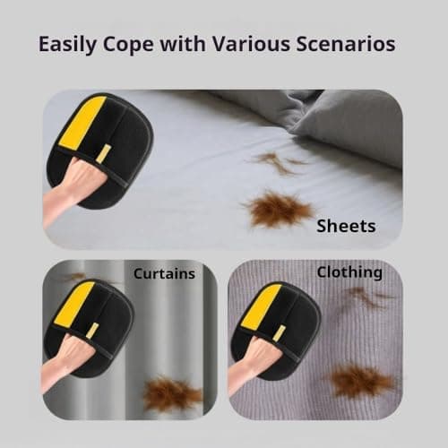 Sibkuy Cat Hair Remover Furniture,Electrostatic Pure Path Pet Dog Hair Remover Glove for Dogs Cats,Reusable & Washable Yomi Pet Hair Removal Gloves for Furniture Clothes, Couch, Carpet, Car Seat, Bed - Thumbnail 6