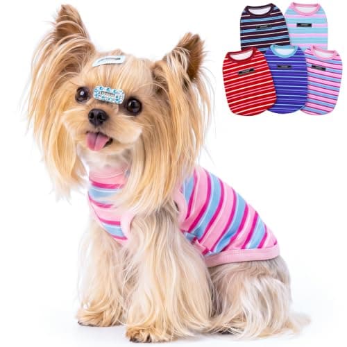 Jialinifery Soft Striped Dog Shirt, Cozy Warm pet Vest for Small Medium Dogs, Classic Puppy cat Clothes for Indoor Outdoor Outfits