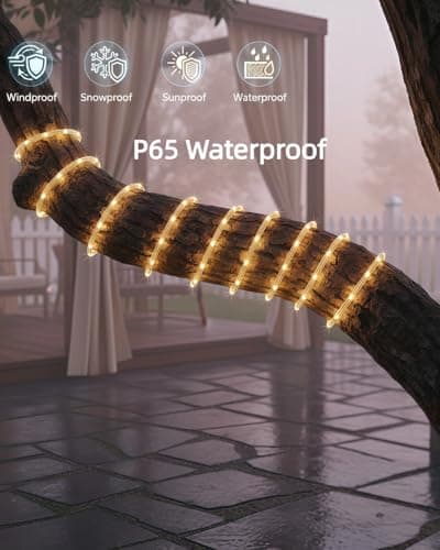 Solar Rope Lights, 33FT 100LED String Lights Outdoor, 8 Lighting Modes Solar Powered Rope Lights for Christmas Easter Party Holiday Tree Decoration, Warm White - Thumbnail 3