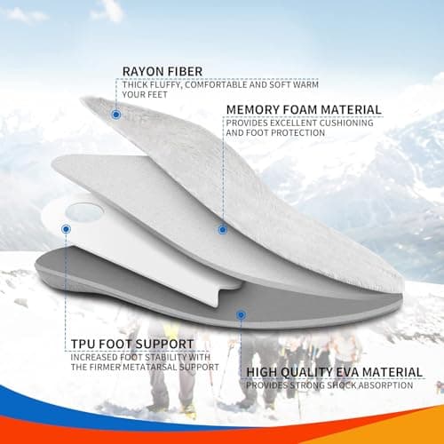 STSVZORR Winter Wool Warm Insole 220 lbs+ Arch Support Insert Metatarsal Pad Pain Relief Men Women Plantar Fasciitis Insole Orthotic Comfort Standing All Day, Work Boots Shoe Insole, Size 13-310MM - Thumbnail 2