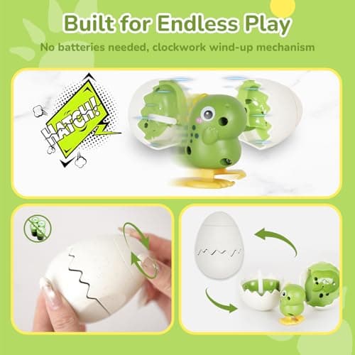 Wind-Up Surprise Eggs Easter Basket Stuffers & Party Favors – Hatching Dinosaur Toys, Prefilled Crack Open Eggs with Walking Dinosaur Inside, Reusable Boom Easter Eggs Toys for Kids Boys Girls - Thumbnail 5