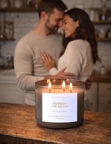 Midnight Oak Balsam 3-Wick Scented Candle | Balsam & Cedar Forest Aromatherapy Candle for Home | 15.8 oz Large Calming Soy Candle | Clean Burn, Long Lasting | Gift for Men & Women - Thumbnail 3