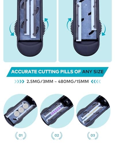 Pill Cutter Splitter for Small and Tiny Pills, Adjustable Pill Splitters for Small or Large Pills Accurately Cuts Multiple Pills at Once,Medicine Cutter Sharp Blade with Safety Guard - Thumbnail 3