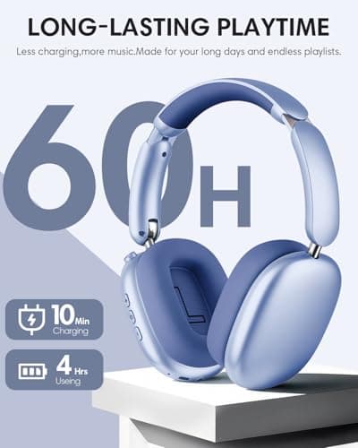 Wentronic Y02 Active Noise Cancelling Headphones,60H Battery,5 EQ Music Modes,Hi-Res Audio,Deep Bass,Foldable Wireless Over Ear Bluetooth 5.4 Headset,Breathable Leather Earpads (Blue) - Thumbnail 5