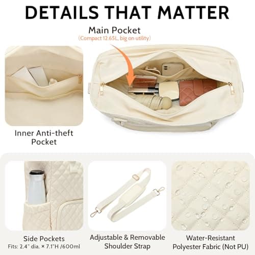 AHHZOOPLL 2-in-1 Lunch & Laptop Tote Bag｜15.6" Work Bags for Women｜Water-Resistant Polyester Casual｜Insulated Leakproof Lunch Compartment｜Teacher Nurse Bag｜Laptop Briefcase for Office Travel｜Beige - Thumbnail 6