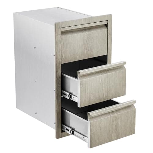 Garvee 14.7" W x 18.5" D x 24.5" H Stainless Steel Outdoor Kitchen Triple Drawers - Heavy Duty with Handles, Weather-Resistant Flush Mount for BBQ Island, Patio Grill & Outdoor Cooking Space - Image 1