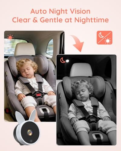 Babyvue BV3 MAX Dual Car Camera Baby Monitor with Recording, 7.2" Split Screen Backseat Camera, 1080P IR Night Vision, Easy Setup for Twins & 2 Kids - Thumbnail 6
