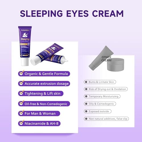Sleeping EYES CREAM by PUQIANA - Infused with Acetyl Hexapeptide-8, Caffeine, Niacinamide & Hyaluronic Acid, Lifting, Hydrating, Wrinkle-Reducing & Soothing for Delicate Eye Area - Thumbnail 5