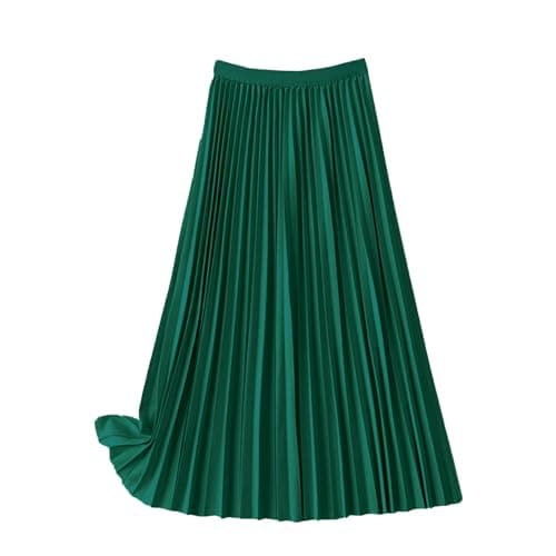 materasu Women's High Waisted Pleated Midi Skirt: Flowy A-Line Satin Skirt for Work,Casual Outfits,Date Night,Office or Holiday Party Looks - Image 1