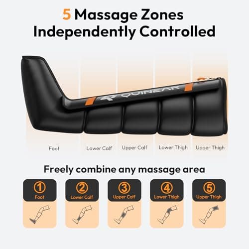 QUINEAR Cordless Leg Recovery System with 5-Zone Air Compression, Leg Massager for Circulation with 11 Levels & 3 Modes, Compression Boots for Athletes, Officer, Elderly(Medium) - Thumbnail 3