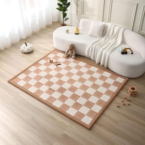 Hakuna Matte CloudSoft Baby Play Mat for Floor 60" x 80" Squares – Coral Velvet Memory Foam Rug for Crawling & Cozy Play – Non-Slip, Water-Resistant, Easy-Care Tummy Time Mat, Playmat for Playpen