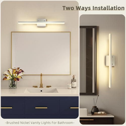 7Degobii Brushed Nickel Vanity Light for Bathroom - 5CCT Dimmable, Adjustable Angle, 23.62-inch Long 16W LED Bar Light Fixture Over Mirror - Modern Wall Lighting - Thumbnail 4
