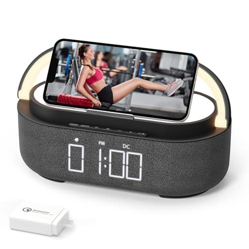 COLSUR Bluetooth Speaker with Wireless Charger, FM Radio, Dimmable LED Night Light, Stereo Sound Dual Wireless Speakers, 2500mAh Portable Speaker for Home Decoration, Bedroom, Office, Gift - Image 1