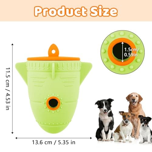 Dog Treat Toys for Medium Dogs & Small Dogs, Silicone Dog Toy Treat Dispenser Slow Feeder, Dog Interactive Toys for Boredom, Dog Enrichment Toys to Keep Them Busy, Interactive Dog Toy 1 Pack (Green) - Thumbnail 5
