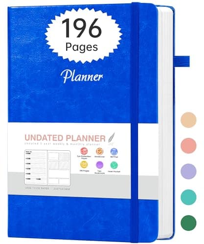 CAGIE Undated Planner Weekly and Monthly with Inner Pocket Leather journal with Goal & Habit Tracker Organizer, Hardcover Weekly Monthly Planner for Work School Home, 5.7" x 8.3", Royal Blue