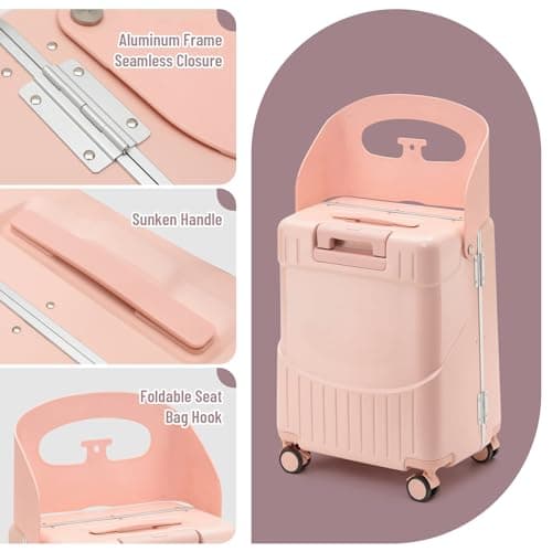 Apelila Ride On Suitcase with Built-In Seat 20 Inch Carry-On Luggage for Kids & Adults, TSA-Approved Underseat Spinner with 360° Wheels, Lightweight Suitcase for Airplane Travel - Thumbnail 2