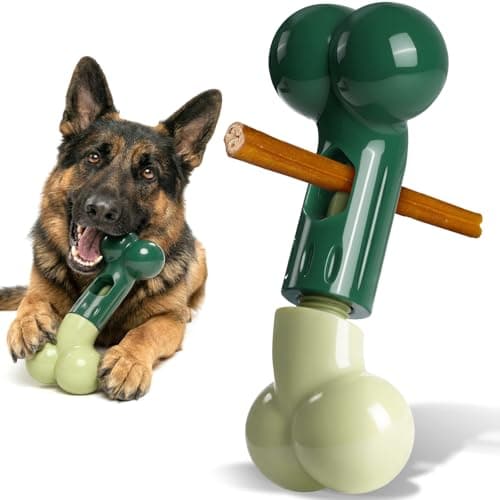 Apasiri Bully Stick Holder for Medium/Large Dogs - Anti-Choking, Prevents Swallowed Ends - Nylon Dog Chew Toy - Dishwasher Safe, Green - Image 1