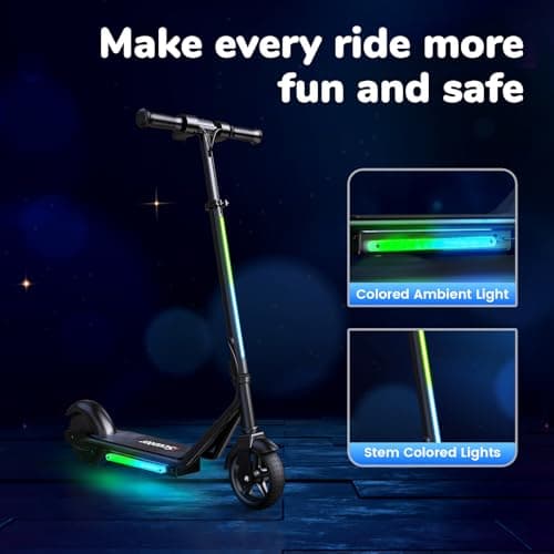 iScooter IK3/IK3Pro Electric Scooter for Kids Aged 6-12,10MPH Top Speed, 3 Heights (IK3Pro), Magnetic Charging,Colorful Lights,LED Display,150W (IK3Pro-3/6/10MPH & 3 Heights, Blue) - Thumbnail 4
