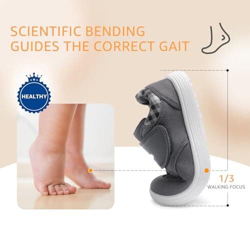 STQ KIDS Toddler Wide Toe Box Shoes Barefoot Shoe Girls Kids Walking Girl Sneakers Non-Slip Lightweight Comfortable First Walking Tennis Outdoor Activities Dark Grey Little Kid Size 11 - Thumbnail 5