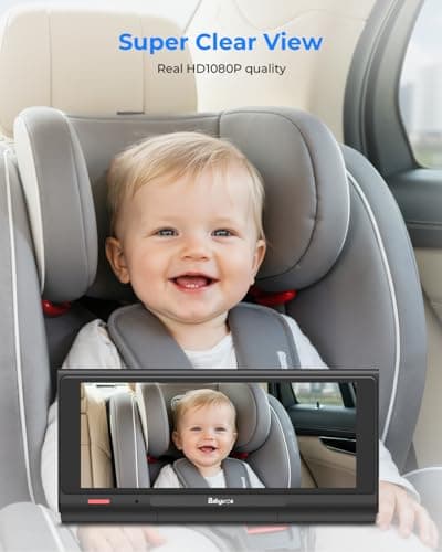 Babyvue BV7 7.2" Baby Car Camera with Carplay Split Screen and Recording, 1080P IR Night Vision Car Baby Monitor, Foldable Stand, Sleep Mode, Easy Install & Quick Pairing for Safer Driving - Thumbnail 3