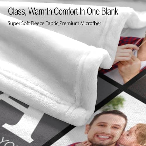 Personalized Gifts for Dad from Daughter Custom Blanket with Picture Father's Day for Husband from Wife Customized Memories Souvenir with Family Photos Soft and Warm - Thumbnail 4