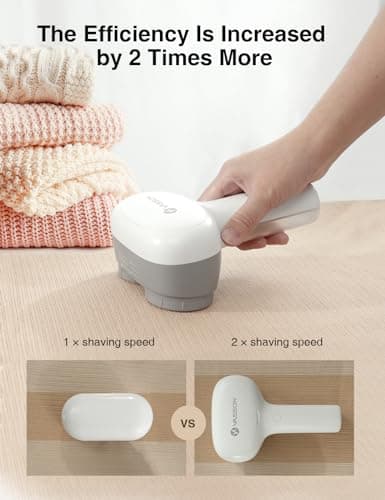 VASSON Fabric Shaver, Electric Lint Remover, Rechargeable Lint Shaver, Sweater Shavers to Remove Pilling, Large Fuzz Remover for Clothes Couch Furniture (Greyish White) - Thumbnail 2