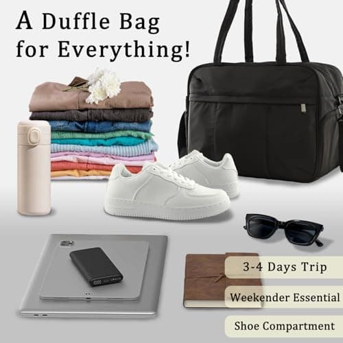 U+U Gym Bag for Women, Duffle Bag with Shoe Compartment Travel Carry on Weekender Bag, Personal Item Travel Bag for Overnight, Water Resistant - Thumbnail 2