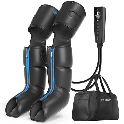 FIT KING Rechargeable Leg and Foot Massager - Cordless Air Compression Full Leg Boots Massager for Circulation and Recovery - Pressure Sensor & LCD Display - 3 Modes 10 Intensities 5 Timer Functions - Image 1