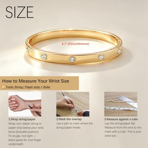 ULira Flor Gold Bangle Bracelet for Women, 18K Gold Plated Love Bracelet, Dainty Vintage Trendy, Waterproof, Non Tarnish, Fashion Jewelry Accessories, Gift Idea for Mother's Day, Valentine's Day, Christmas and Birthdays (Gold) - Thumbnail 3