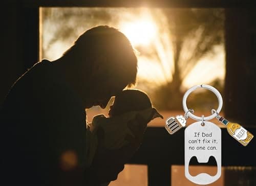 Ediseng Funny Dad Stocking Stuffers from Daughter/Son,Personalized Keychain for Men,One Piece Keychain,Cool Dad Christmas Gifts (silver) - Thumbnail 2