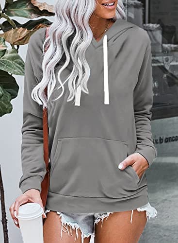 STOLKISS Women Athletic Hoodies Pullover Long Sleeve Loose Thin Lightweight Sweatshirt Tops Fashion Spring Hoody with Pocket - Thumbnail 3