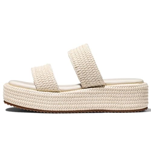 Erocalli Raffia Sandals Women Platform Wedge Espadrilles Summer Beach Shoes