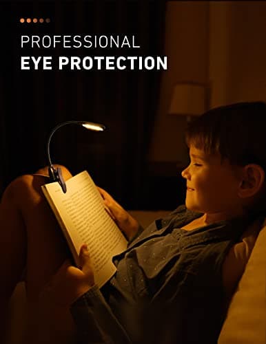 Monotremp Book Lights for Reading at Night in Bed, 80 Hours Runtime Rechargeable Reading Lights for Books in Bed, 3 Brightness Levels × 3 Color Temperatures, 1.3 oz Lightweight - Thumbnail 6