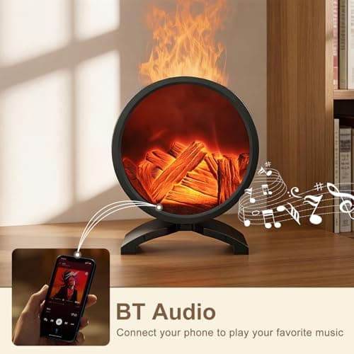 Fireplace Flame Oil Diffuser with Speaker & 260mL Fire Oil Diffuser,Essential Oil Diffuser 5 Color Fire Aroma Diffuser Aromatherapy Aroma Diffuser, Ultrasonic Mist with Timer & Auto Shut-Off - Thumbnail 4