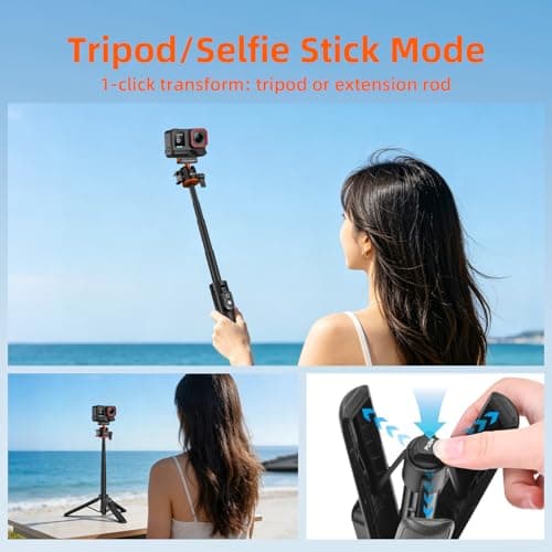 Tripod for Insta360 X5 ACE Pro 2, 21” Selfie Stick Quick Release Extension Rod Mini Table Desk Portable Handle Grip Stand with Remote Controller for Insta 360 X5 X4 Air, ACE Pro 2 Accessories - Thumbnail 3