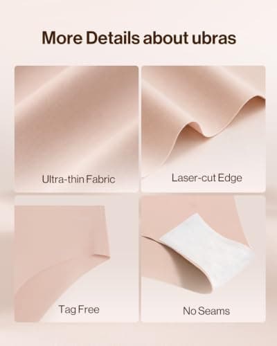 Ubras Seamless Underwear For Women, No Show Hipster Underwear Women Pack, Confortable Stretch Sexy Bikini S-XL Black + Nude (5 Pack) S - Thumbnail 4