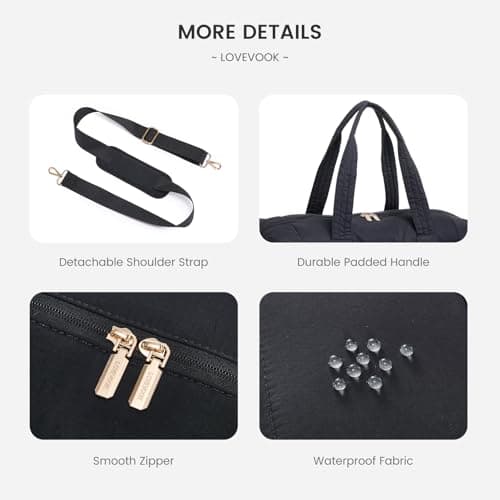 LOVEVOOK Travel Duffle Bag - Puffer Weekender Bags For Women with Shoe Compartment,50L Carry On Overnight Duffel Bags For Airplanes,Hospital Bag for Labor and Delivery,2Pcs - Thumbnail 6