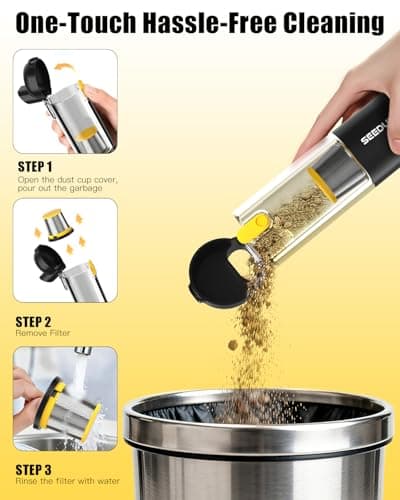 SEEDUSTRY Handheld Vacuum Cleaner Cordless, Mini Small Car Vacuum, Portable Pet Hair Vacuum, 3 Suction Modes-Up to 18000pa, 6 Blow & Suck & Deflate & Inflate Nozzles for Car, Pet, Office, Home - Thumbnail 6