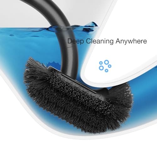 Toilet Bowl Brush and Holder, OSCIOSS Toilet Brush Set with Ergonomic Design, Compact Size, Durable Bristles, RV Toilet Brushes & Holders for Dead Corner Clean (Wood&Black, 1pack) - Thumbnail 6