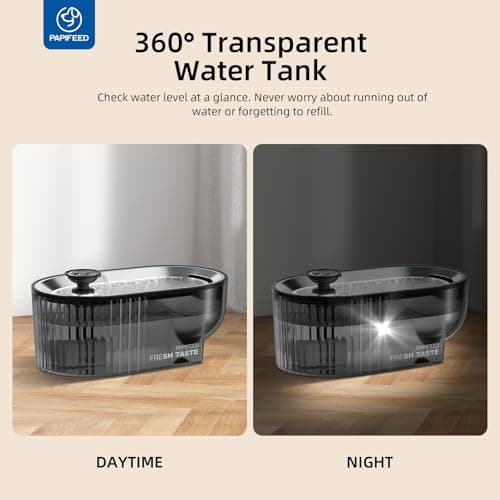 Cat Water Fountain Stainless Steel with a Silicone Mat, 84oz/2.5L Automatic Cat Water Fountain with Water Level Window and LED Light, Quiet Low Power Cat Water Bowl & Cat Water Dispenser(Black) - Thumbnail 6
