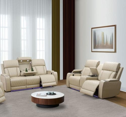 FUOROLA ANO Power Recliner Living Room Set with LED for Living Room, Dormitory, Guest House, Playroom, Airbnb,Apartment