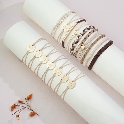 Fohufo Hair Ties No Damage - 10 Pcs Hair Scrunchies for Women Girls, Hair Ties for Thick Hair & Thin Hair, Hair Scrunchies Bands Bracelets, Initial Hair Accessories for Women, Birthday Gift - Letter K - Thumbnail 5