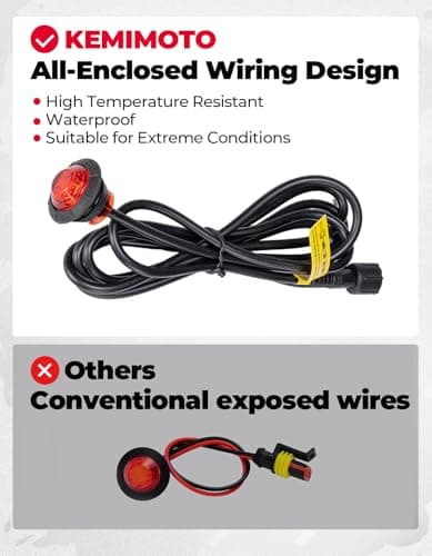 KEMIMOTO UTV Turn Signal Kit with Column Switch, 8 Hazard Lights, 110dB 12V Horn, Plug-and-Play Pre-wired Street Light Street Legal Blinker Kit Compatible with Polaris Ranger, RZR, Can-Am, CFMOTO - Thumbnail 6