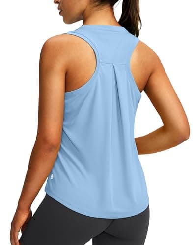 Women's Workout Tops Racerback Athletic Tank Tops Sleeveless Loose Fit Yoga Running Gym Shirts for Women(Haze Blue,XXL) - Image 1