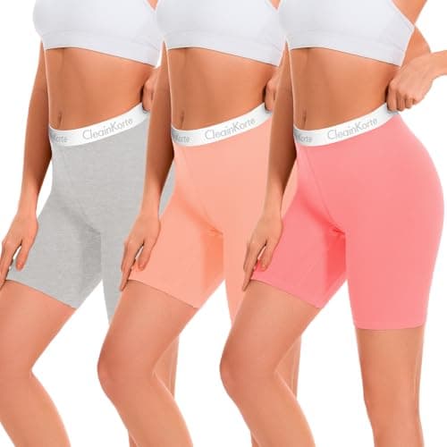 CleainKorte Womens Boy Shorts Underwear Cotton Anti Chafing Boxers Briefs High Waisted Boyshorts Panties Strech 3 Pack Multicolor M - Image 1